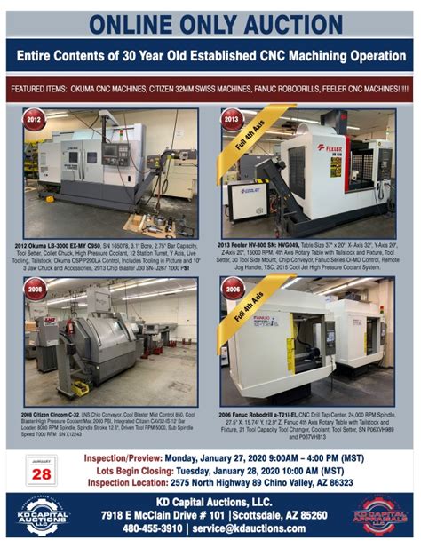 cnc machine shop auction chino valley az|Used CNC Machines for Sale .